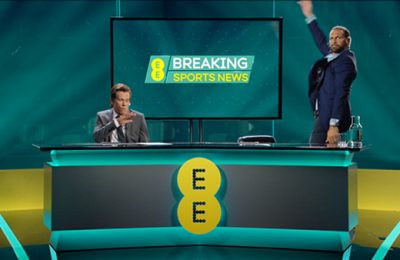 Kevin Bacon plus various football greats are promoting the fact that EE customers are being offered six months free access to BT Sport channels.