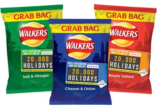 Walkers is offering consumers the chance to win one of 20,000 seven night holidays for four to one of 26 worldwide destinations in its Spell & Go promotion.